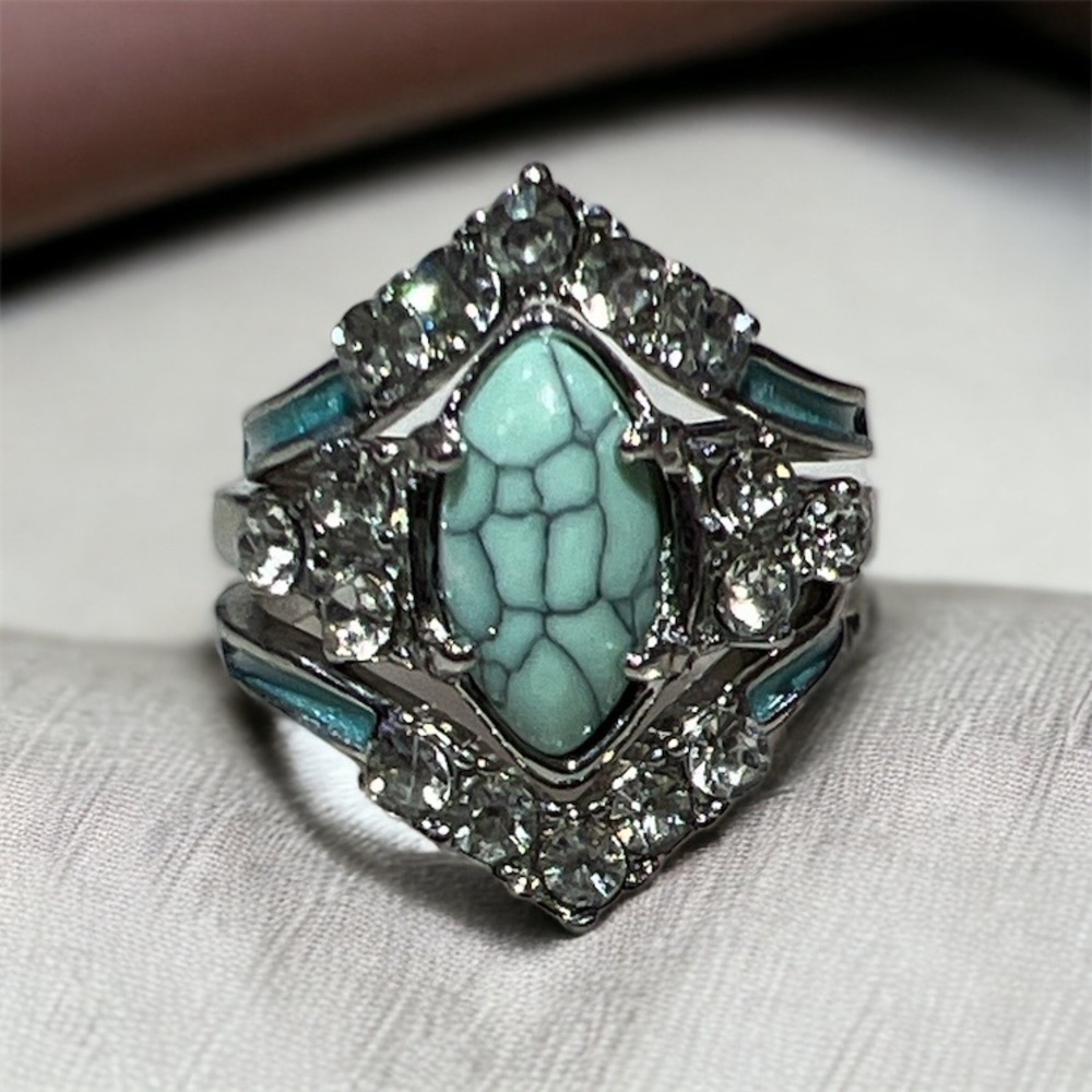 3pc Turquoise Stackable Woman’s Ring Set - image 2